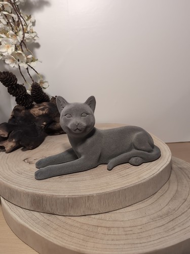 Grey velveteen cat ornament - velveteen,