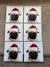 Pug Dog Theme Xmas Cards x 6