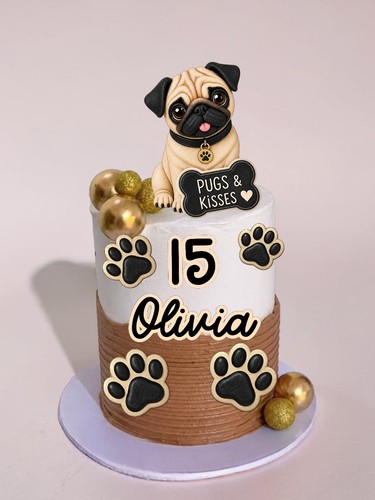 Personalised cute pug cake - personalised,