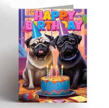 pug birthday card greeting