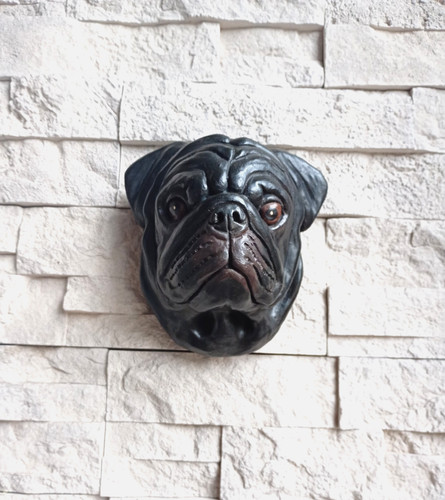 Stone black pug pugs dogs - stone,