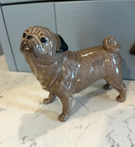 Vintage pug dog figurine charm - pug,