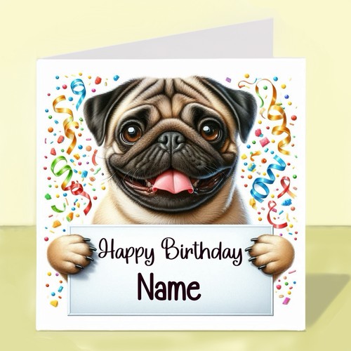 Personalised pug dog birthday - pug,