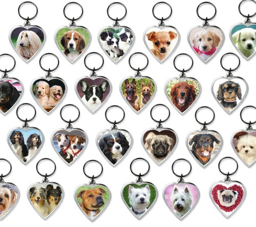 Dog keyrings heart shape - -, pug