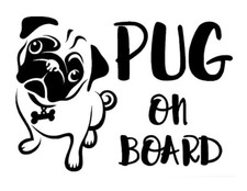 Pug on board car sticker,  Pug