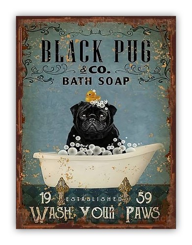 Funny black pug bath - funny,
